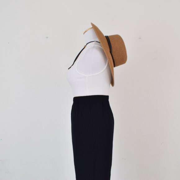 Vintage 80s Gathered Waist‎ Black Lounge Rayon Pants size 12 | 30-34 waist - Picture 8 of 10